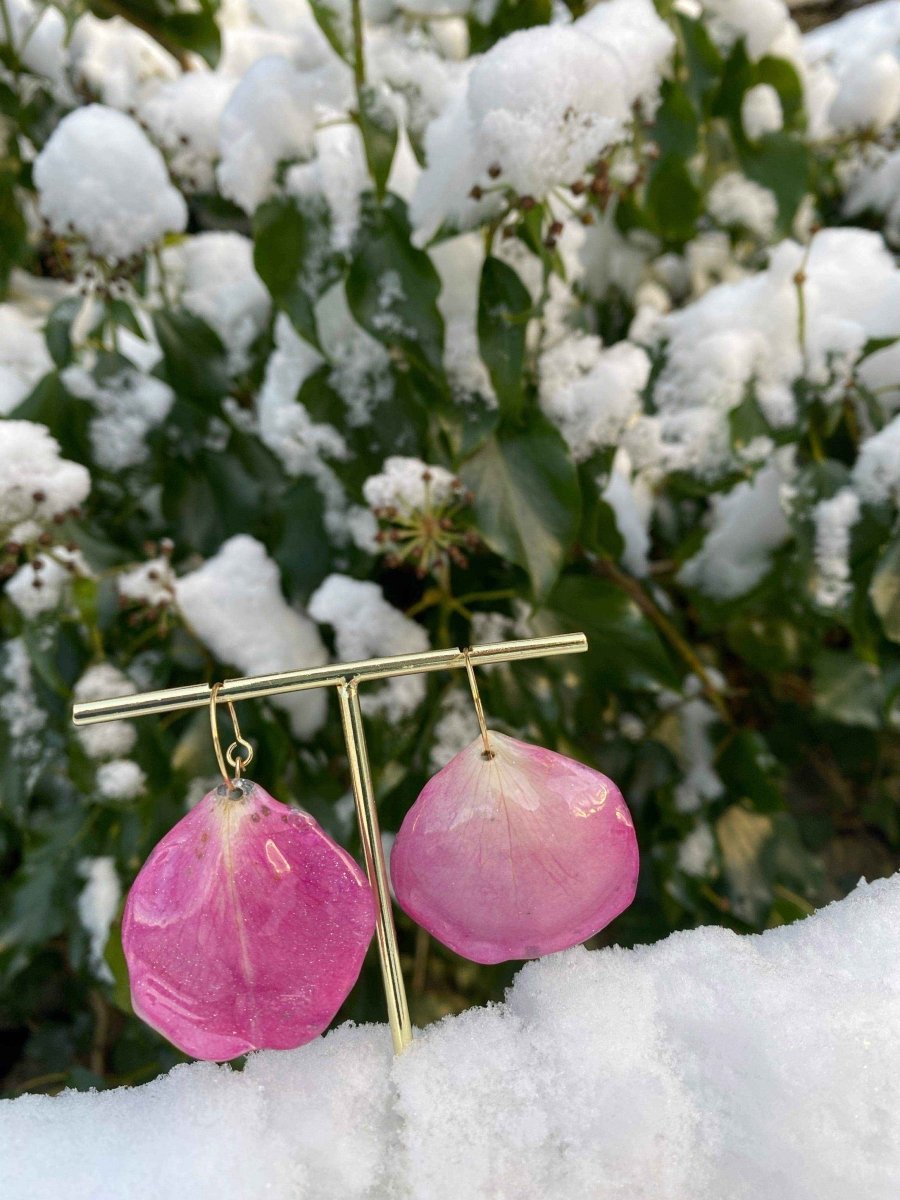 Rosa roseblad øreringer, 18K gull forgyllet stål - KNASK