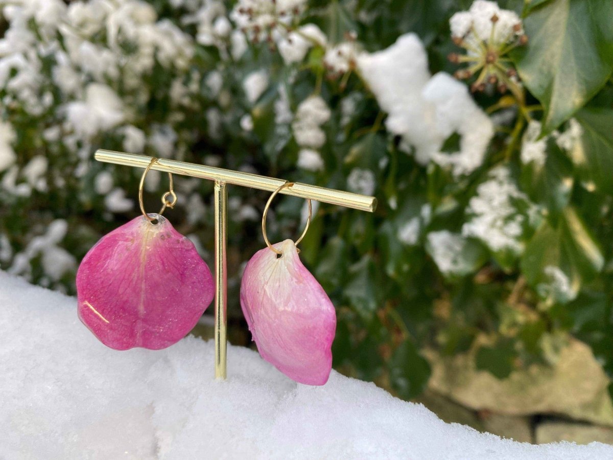 Rosa roseblad øreringer, 18K gull forgyllet stål - KNASK