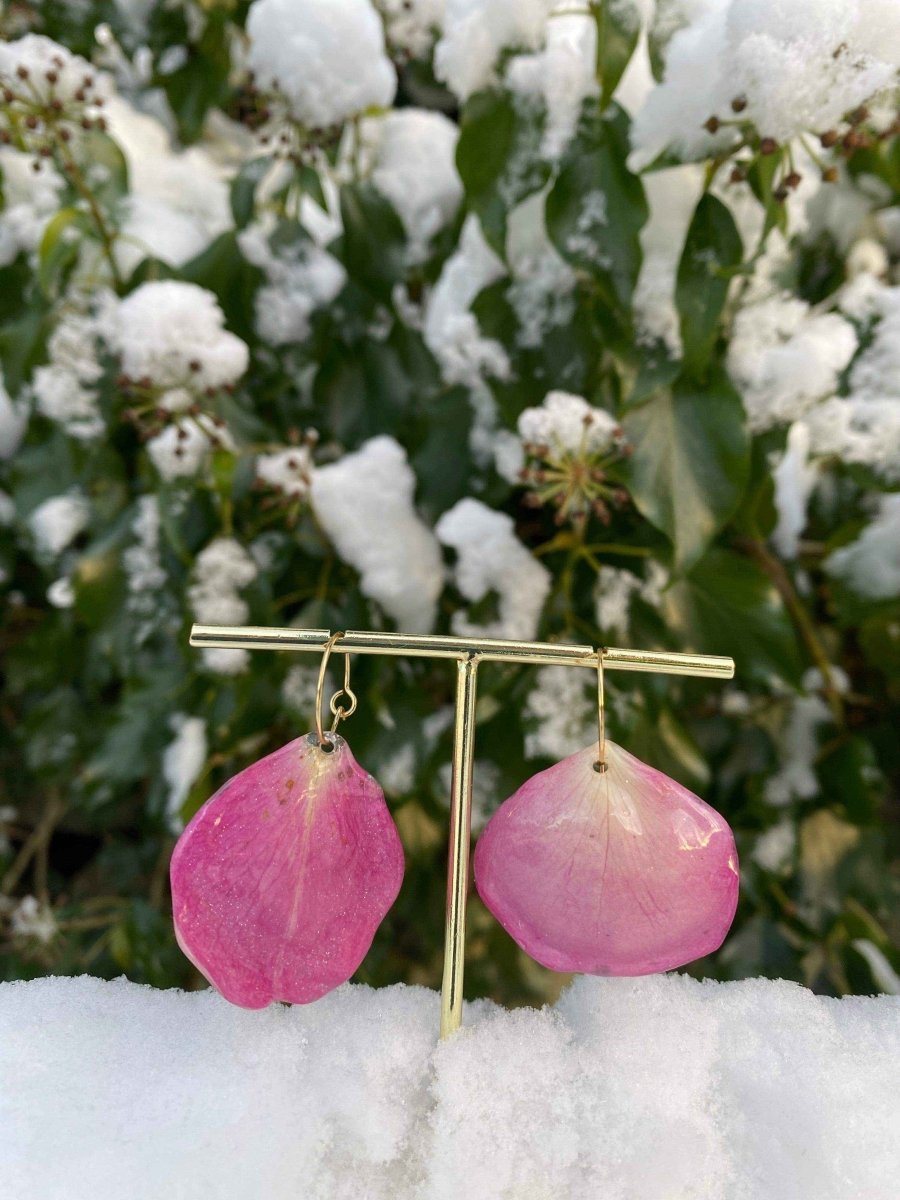 Rosa roseblad øreringer, 18K gull forgyllet stål - KNASK