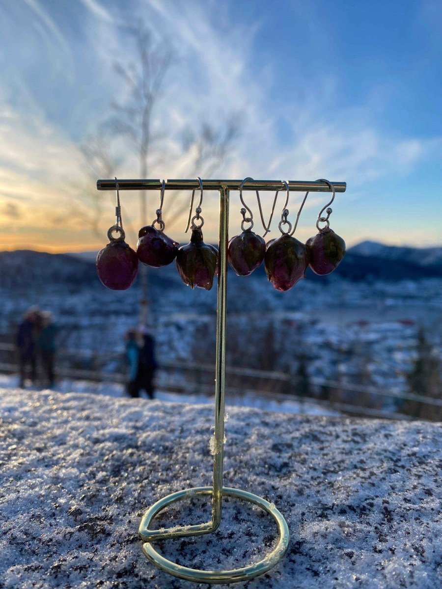 Rosa roseknopper øredobber, 925 sølv ørekroker - KNASK