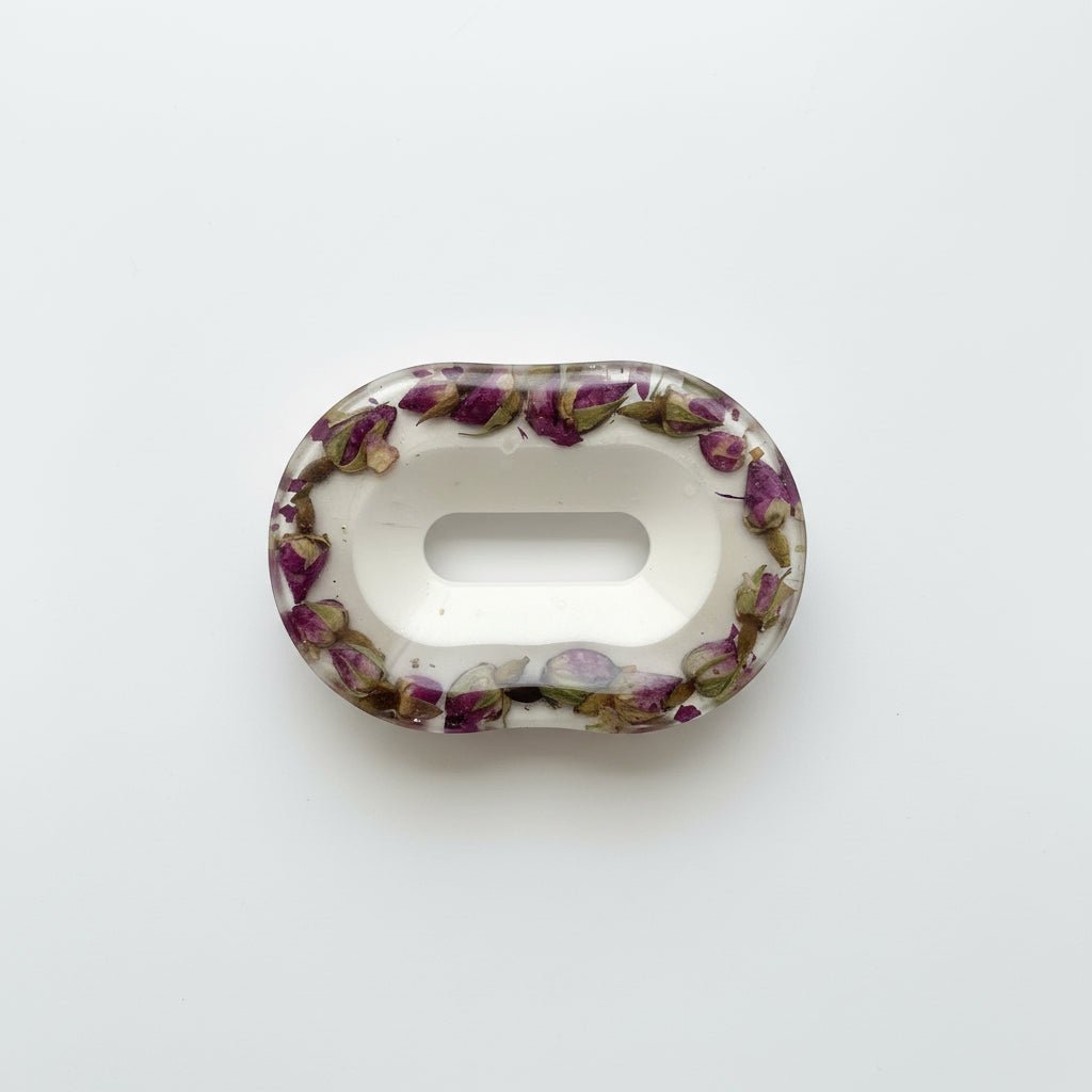 ROSA ROSEKNOPPER såpeskål – blomsterkunst av ekte tørkede roser - Interiør KNASK