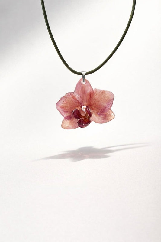 RUSTROSA ORKIDÉ smykke - ekte tørket blomst - Smykke KNASK