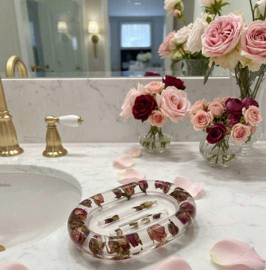 RØDROSA ROSEKNOPPER såpeskål - KNASK