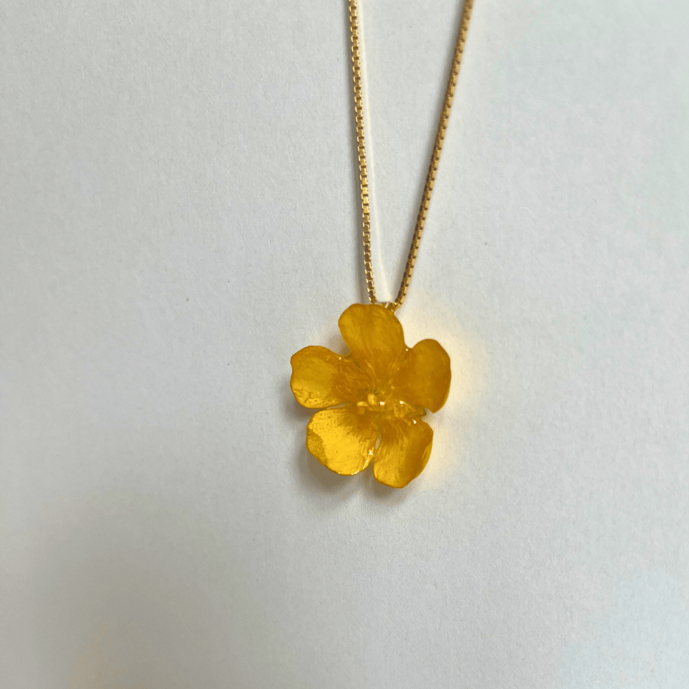 SMØRBLOMST blomstersmykke 3D, sølv ørestift med lås, ekte tørket blomst - Øredobber KNASK