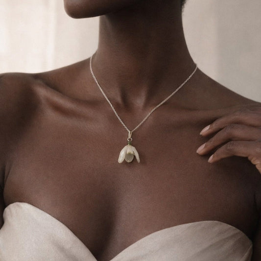 SNEKLOKKE snøklokke smykke - ekte tørket blomst - Øredobber KNASK