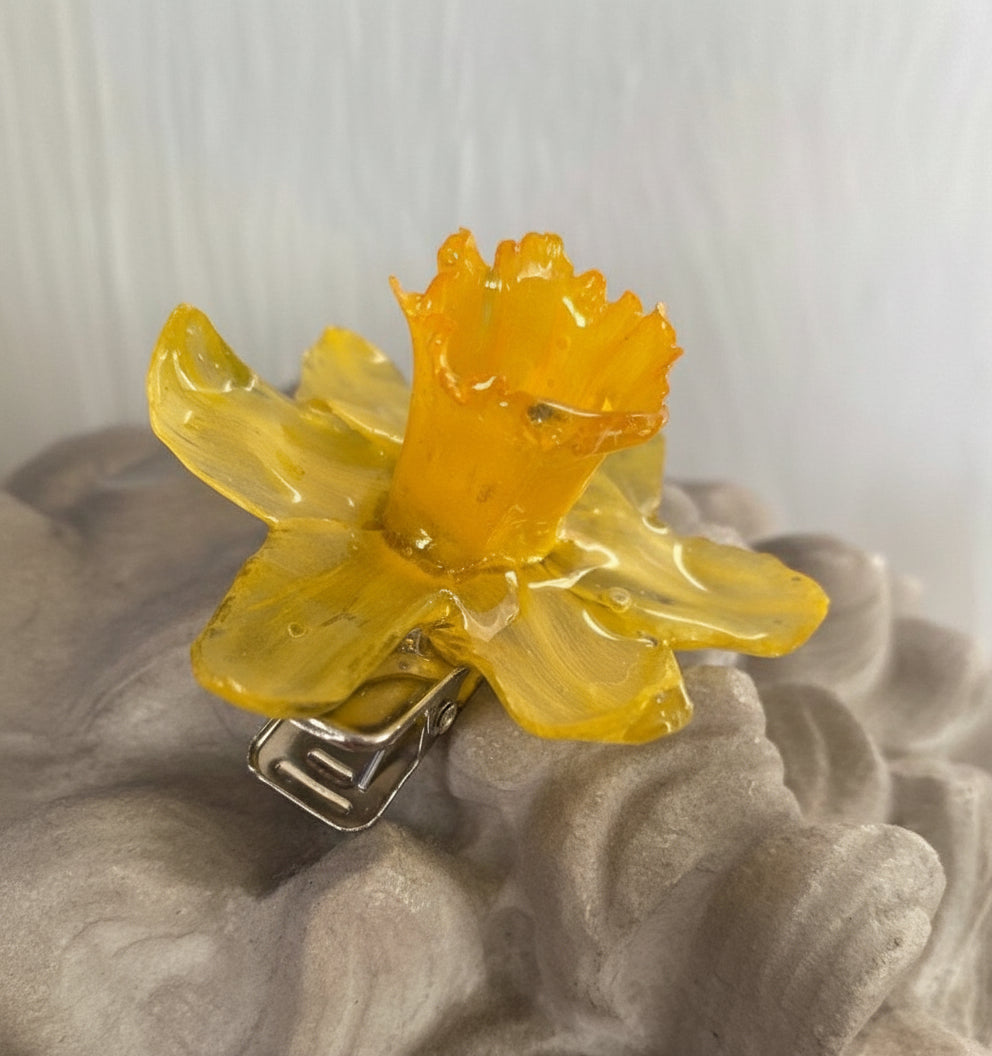 Stor Påskelilje hårspenne, krokodilleklemme - KNASK