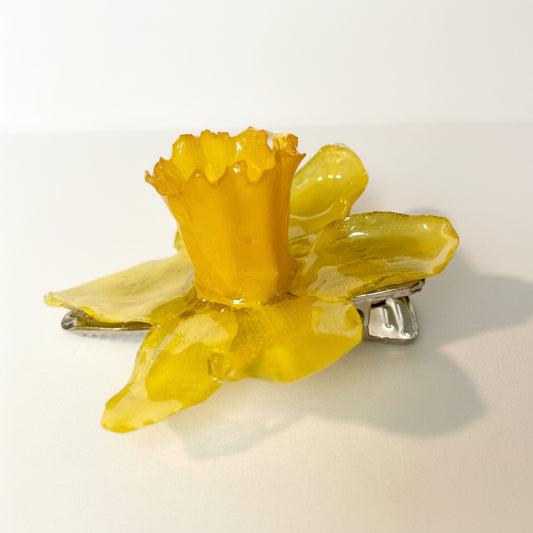 Stor Påskelilje hårspenne, krokodilleklemme - KNASK