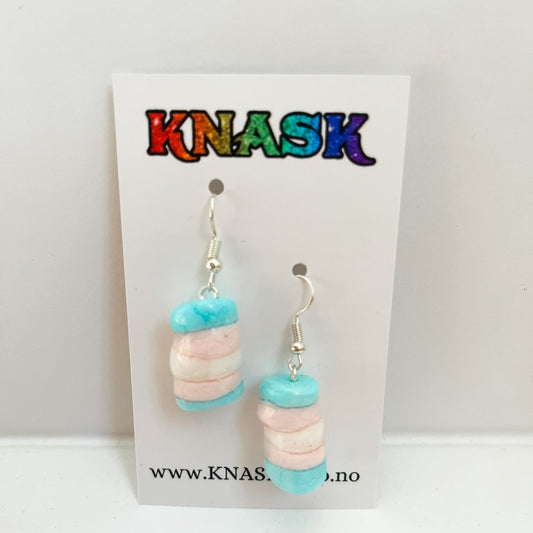 TRANS MARSHMALLOWS øredobber, ekte snop godteri - KNASK