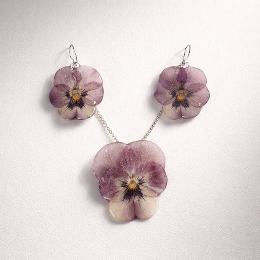 VIOLETTA fiol gavesett - ekte blomster, sølv, personlig gaveeske - Gavesett KNASK