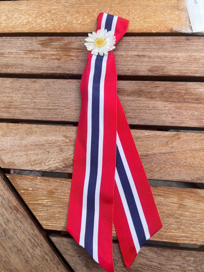 17. MAI SLØYFE brosje pins - ekte tørket blomst - KNASK