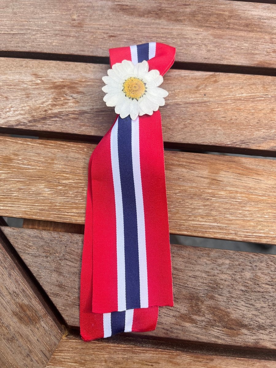 17. MAI SLØYFE brosje pins - ekte tørket blomst - KNASK