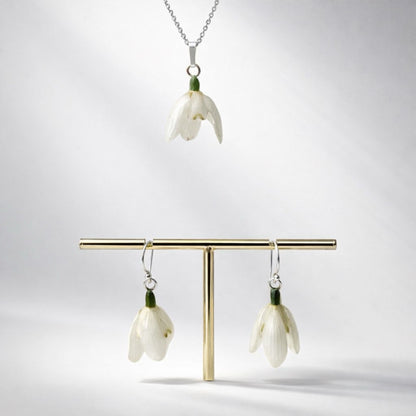 SNEKLOKKE snøklokke smykke - ekte tørket blomst