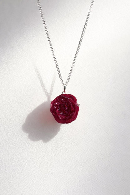 KNÆSJ ROSA ROSE smykke - ekte tørket blomst