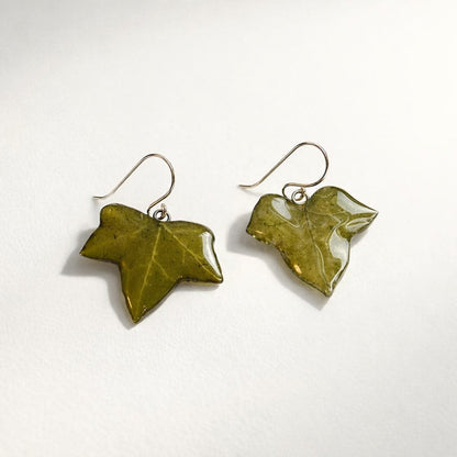 EFØY øredobber - ekte tørkede blader, sølv