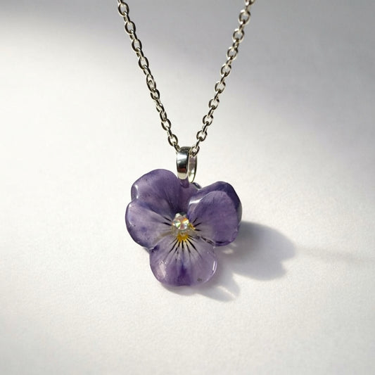 NORDLYS FIOL smykke- ekte tørket stemorsblomst