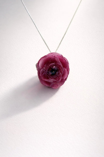 RANUKKEL blomstersmykke, sølvkjede