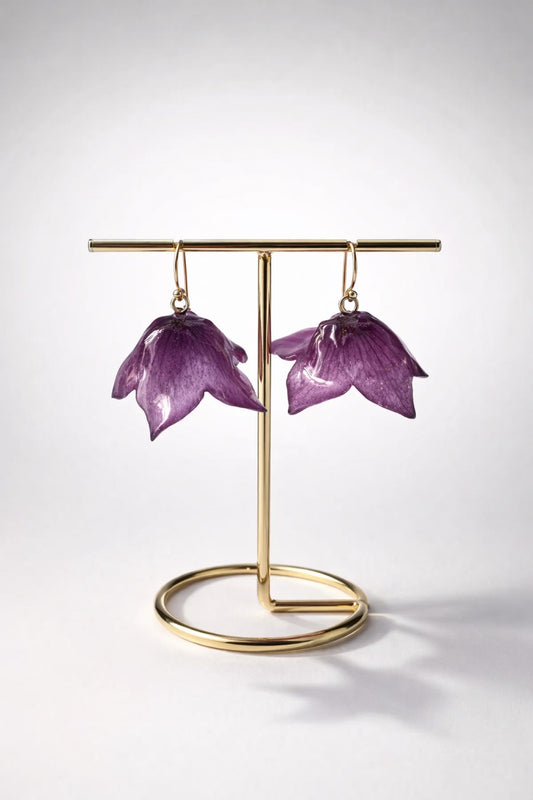 BLODBEGER øredobber- ekte tørkede blomster