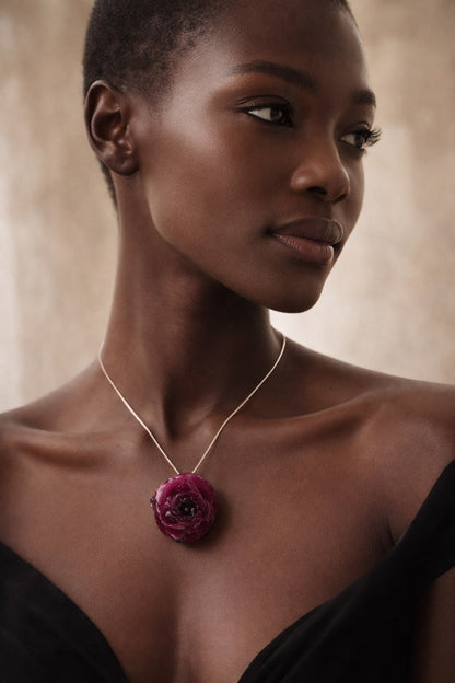 RANUKKEL blomstersmykke, sølvkjede