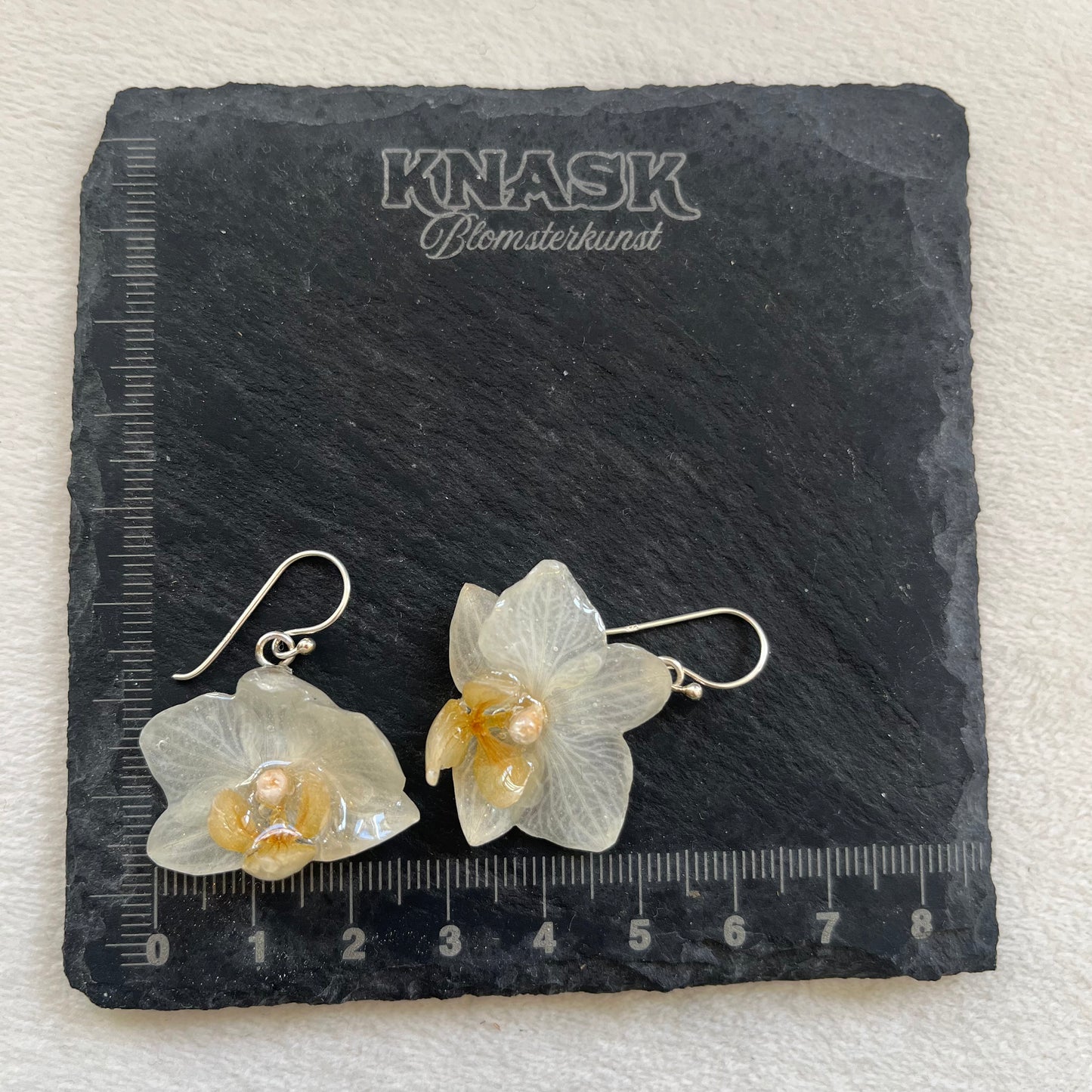 MINIATYR ORKIDÉ øredobber - ekte tørkede blomster