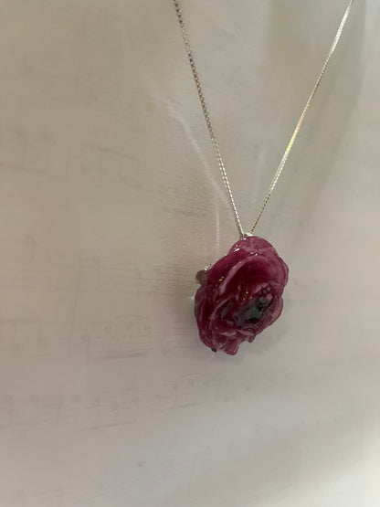 RANUKKEL blomstersmykke, sølvkjede