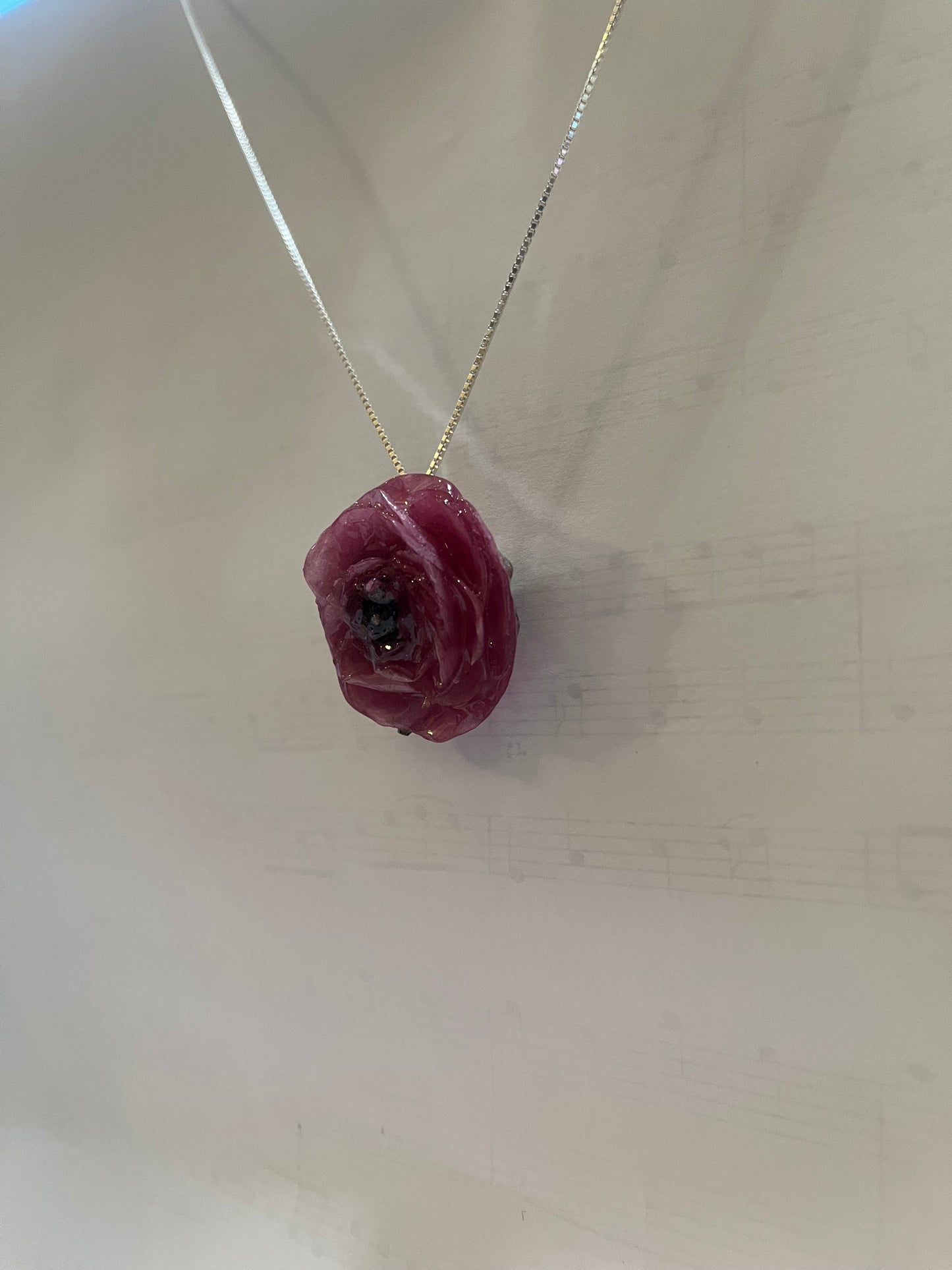 RANUKKEL blomstersmykke, sølvkjede