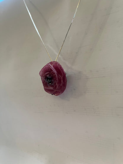 RANUKKEL blomstersmykke, sølvkjede