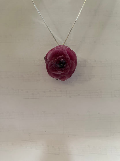 RANUKKEL blomstersmykke, sølvkjede