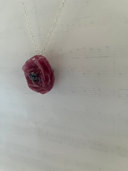 RANUKKEL blomstersmykke, sølvkjede