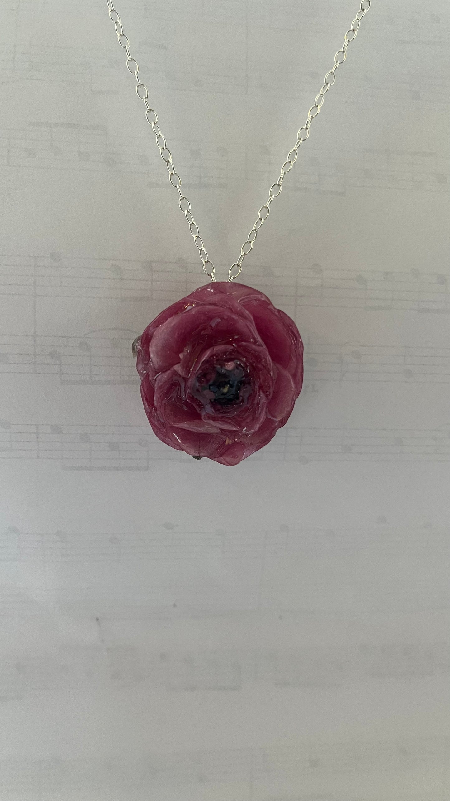 RANUKKEL blomstersmykke, sølvkjede