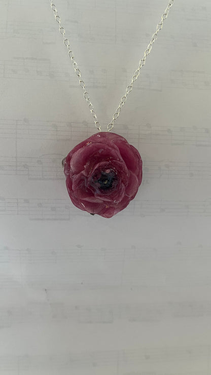 RANUKKEL blomstersmykke, sølvkjede