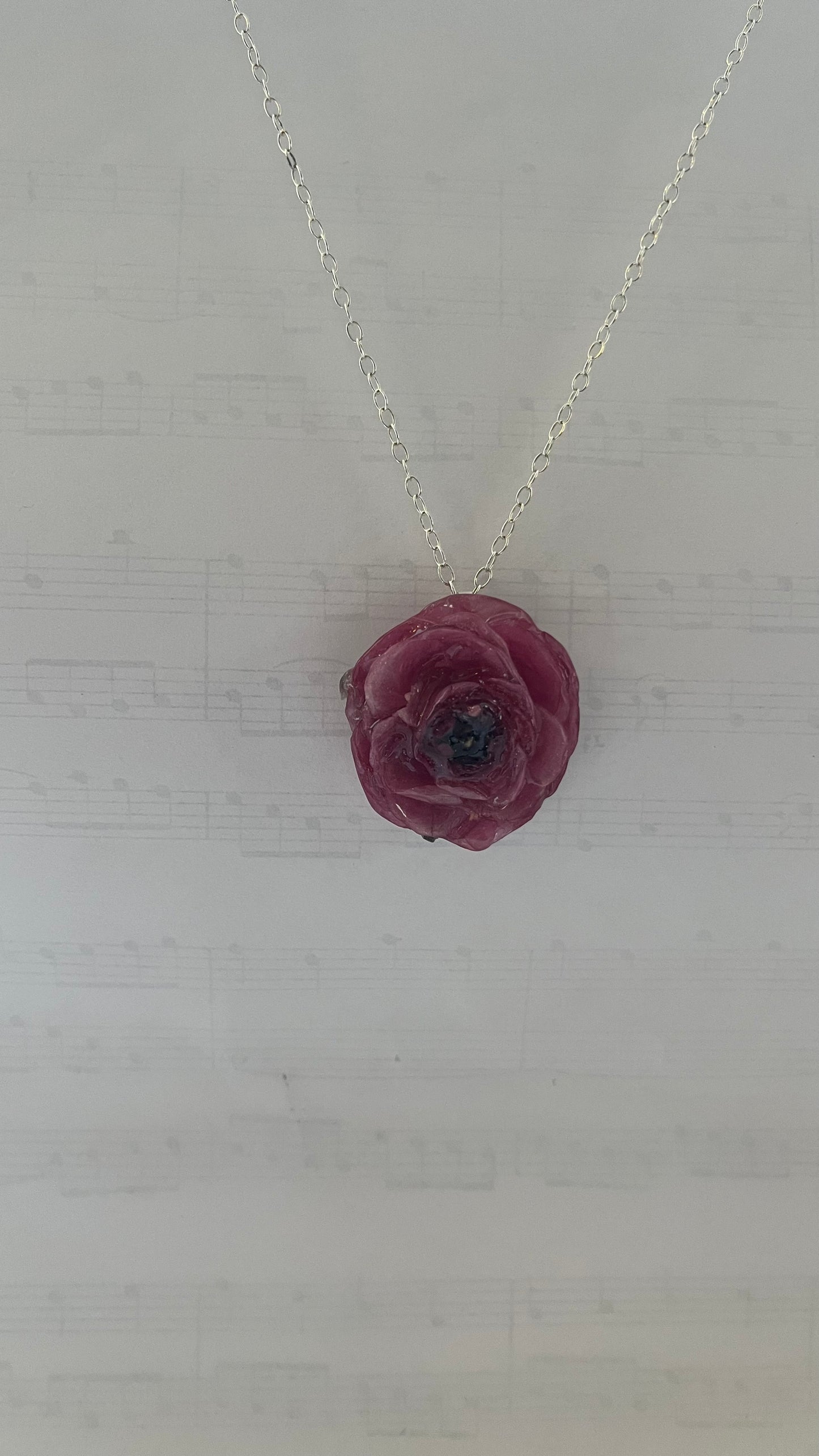 RANUKKEL blomstersmykke, sølvkjede