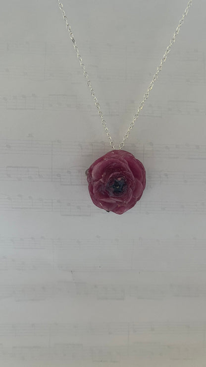 RANUKKEL blomstersmykke, sølvkjede