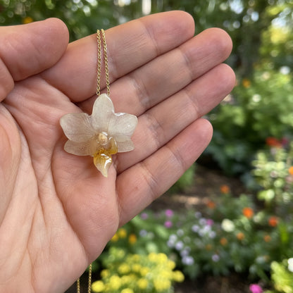 MINIATYR ORKIDÉ smykke - ekte tørket blomst