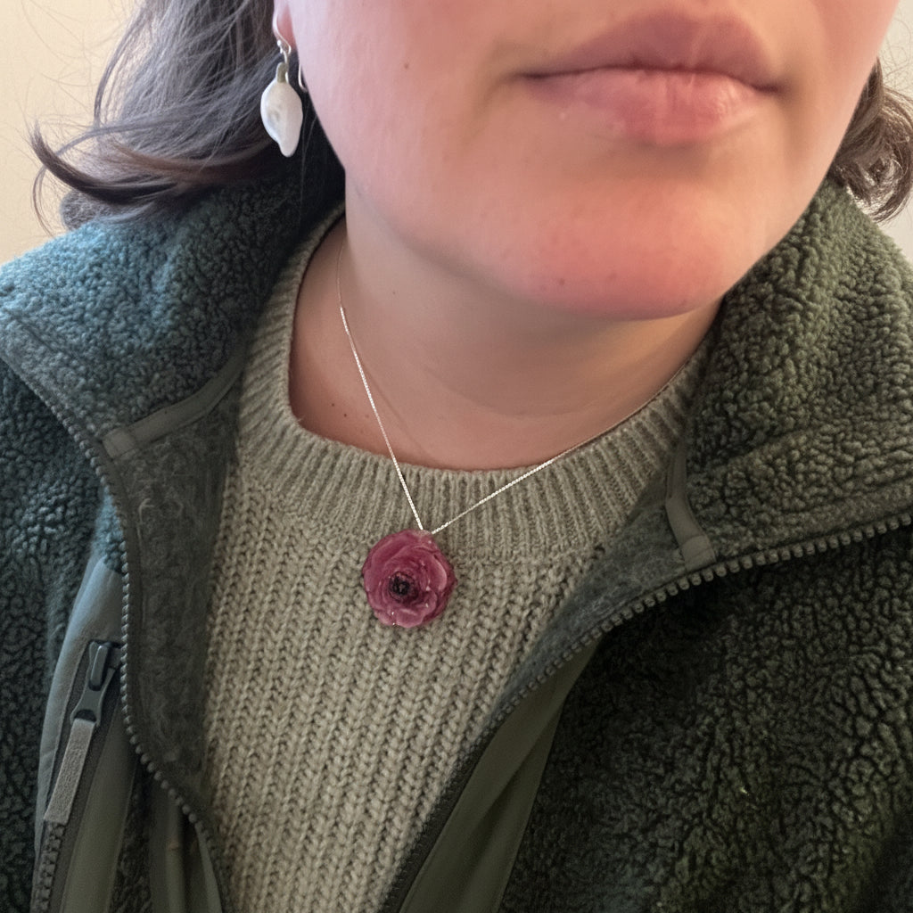 RANUKKEL blomstersmykke, sølvkjede