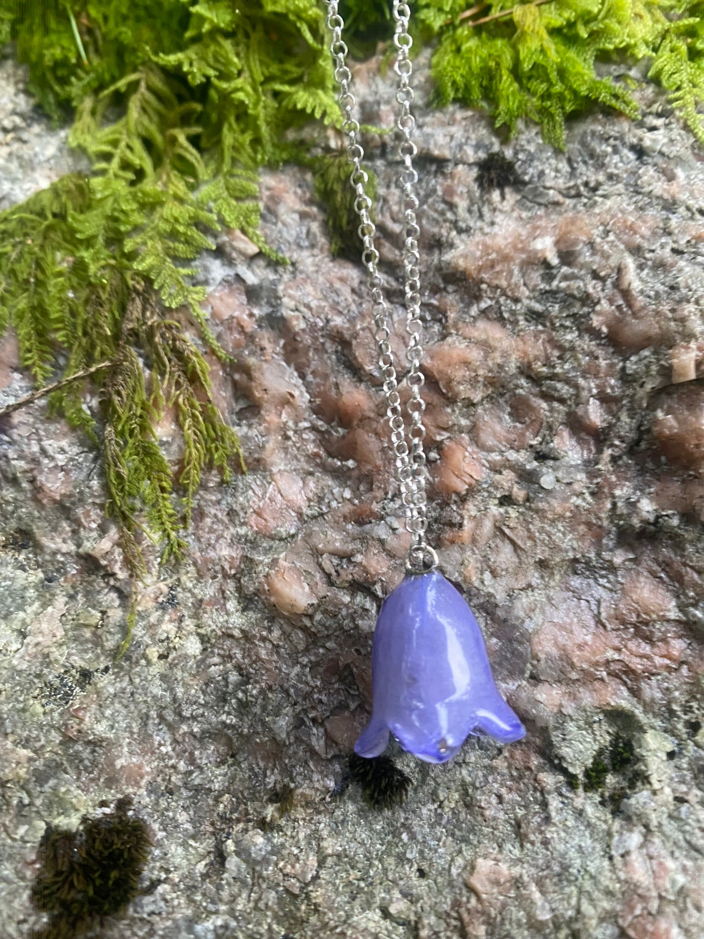 BLÅKLOKKE smykke - ekte tørket blomst - sølv