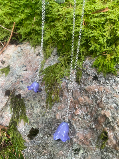 BLÅKLOKKE smykke - ekte tørket blomst - sølv