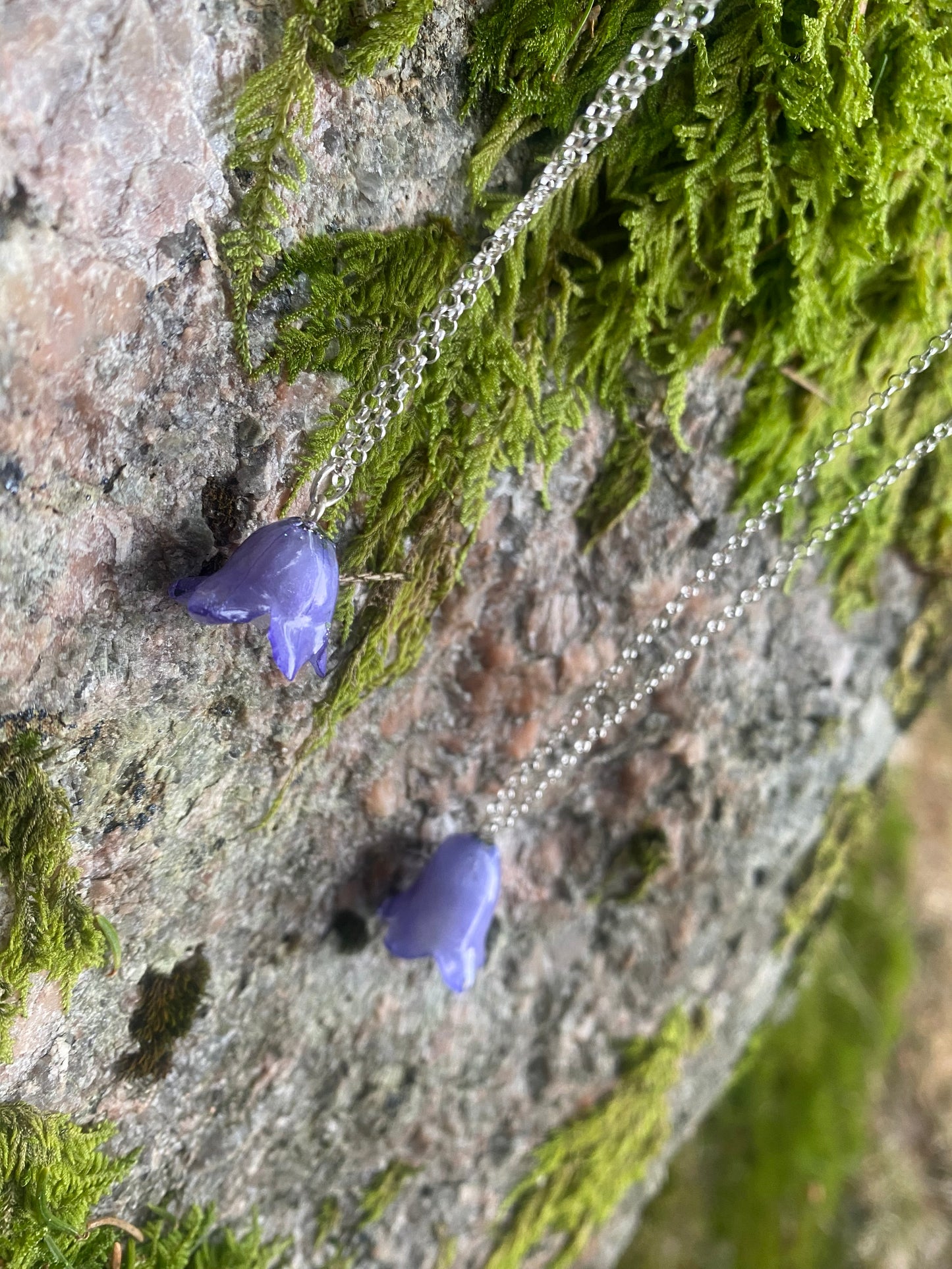 BLÅKLOKKE smykke - ekte tørket blomst - sølv