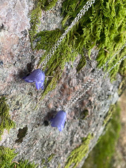 BLÅKLOKKE smykke - ekte tørket blomst - sølv