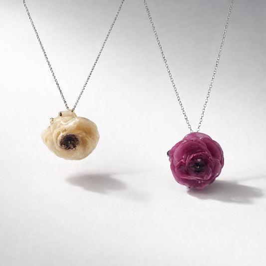 RANUKKEL blomstersmykke, sølvkjede