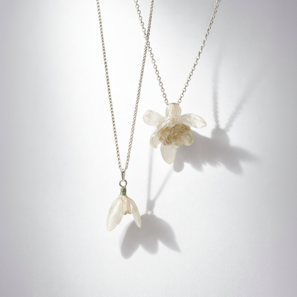 SNEKLOKKE snøklokke smykke - ekte tørket blomst