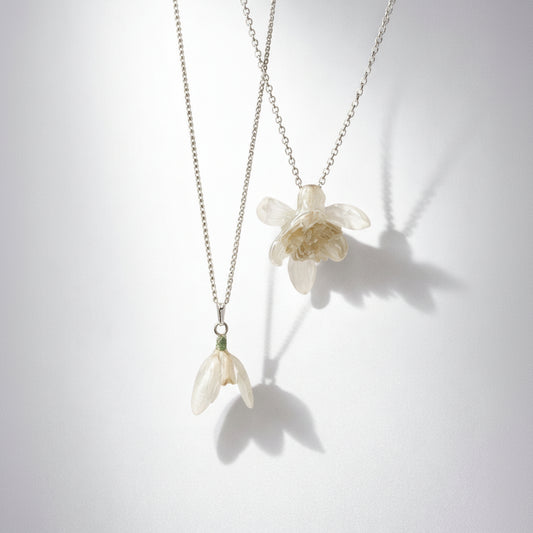 SNEKLOKKE snøklokke smykke - ekte tørket blomst