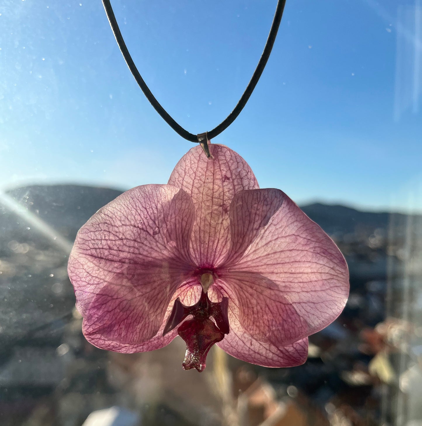 EROTISK ORKIDÉ hårspenne - ekte tørket blomst, sølv