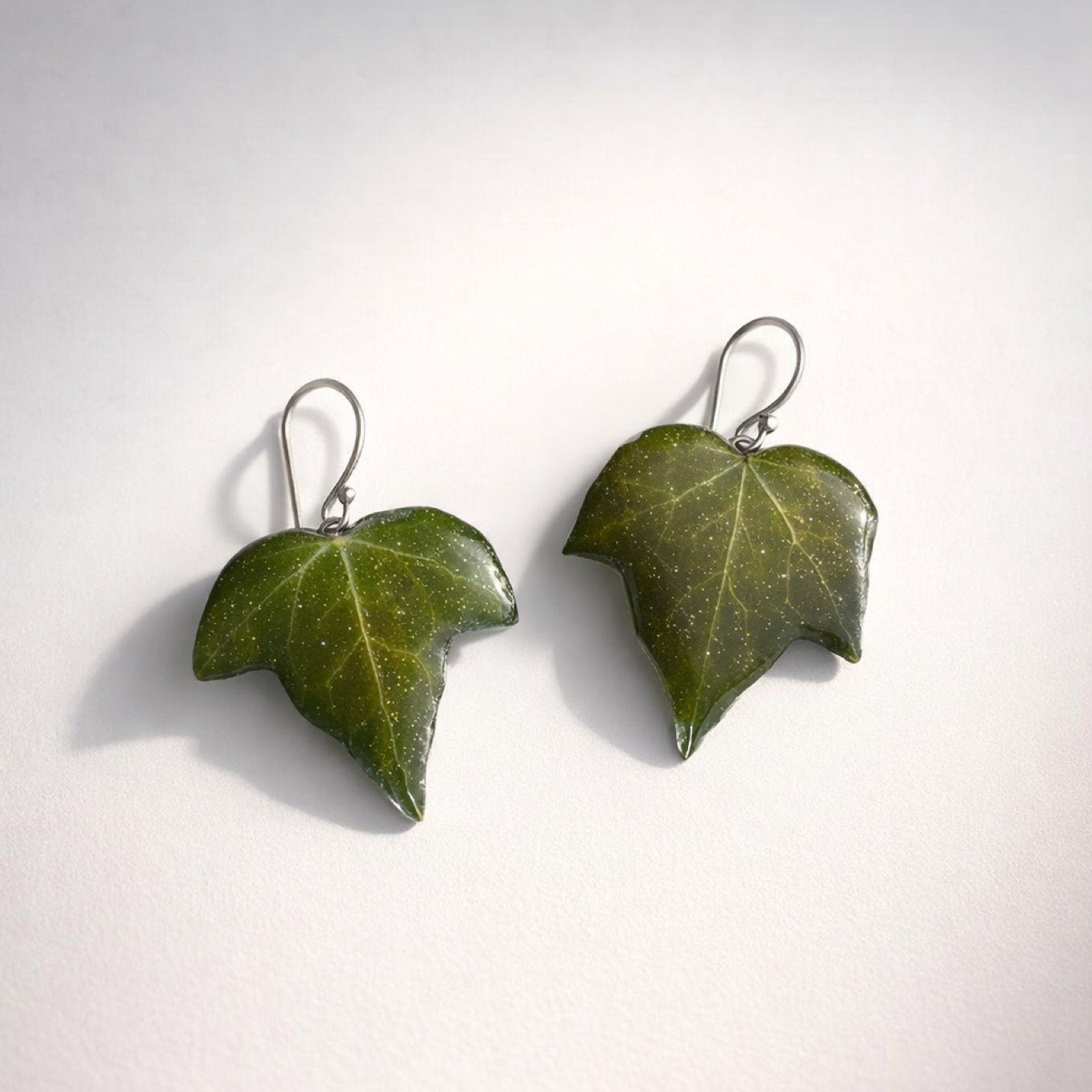 EFØY øredobber - ekte tørkede blader, sølv