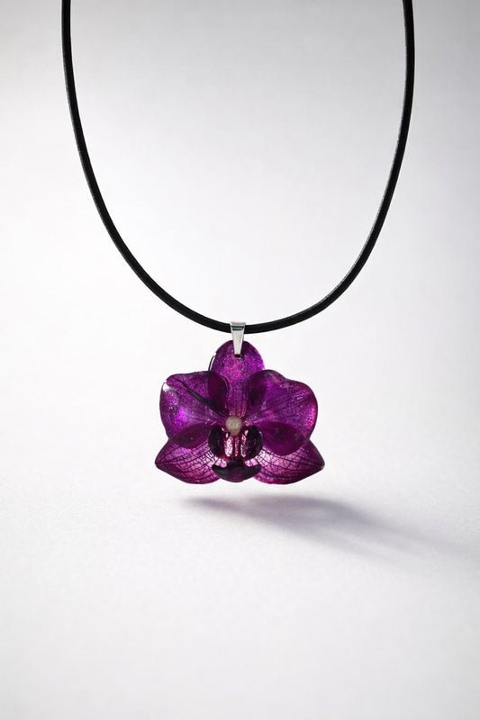 LILLA ORKIDÉ smykke - ekte tørket blomst