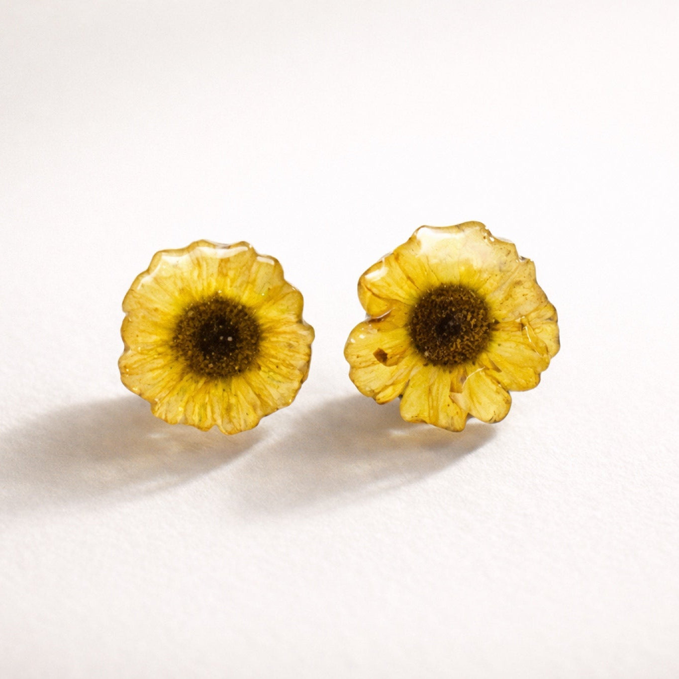 SOLLYKKE øredobber - ekte tørked blomster, sølv