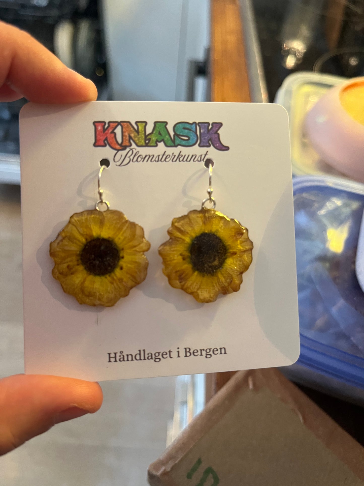 SOLLYKKE øredobber - ekte tørked blomster, sølv