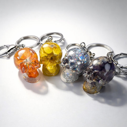 BLOMSTERSKALLE nøkkelring - ekte tørkede blomster