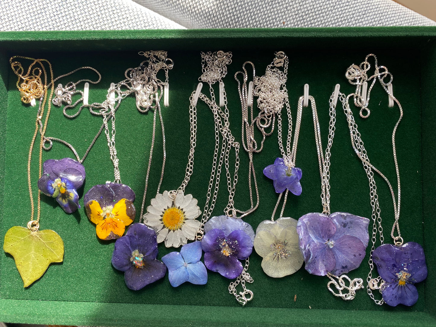MARGERITT blomstersmykke, 925 sølvkjede
