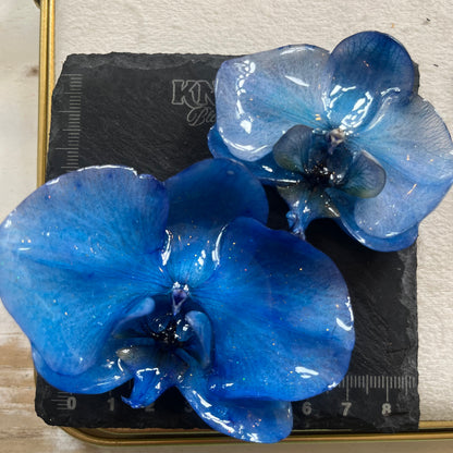 BLÅ ORKIDÉ smykke - ekte tørket blomst