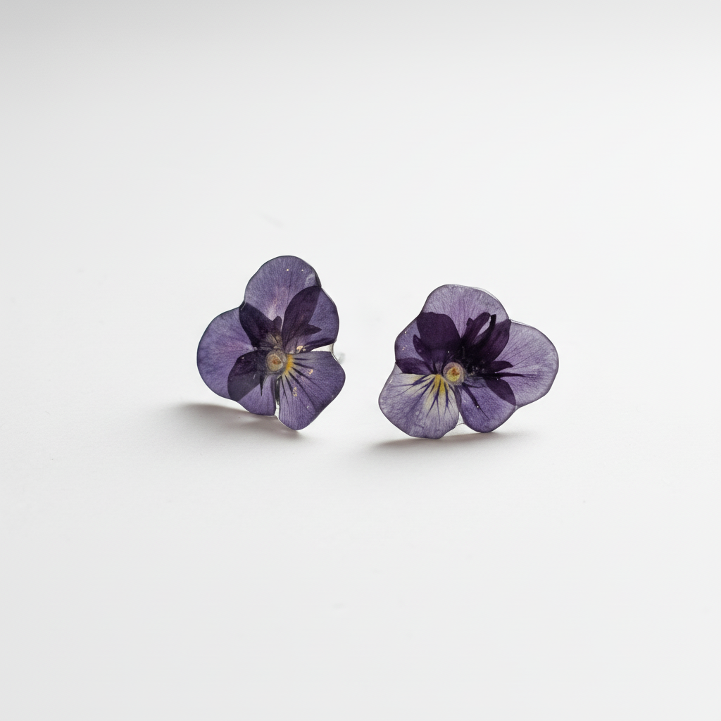 FIOL øredobber - ekte tørkede blomster, ørestift med lås